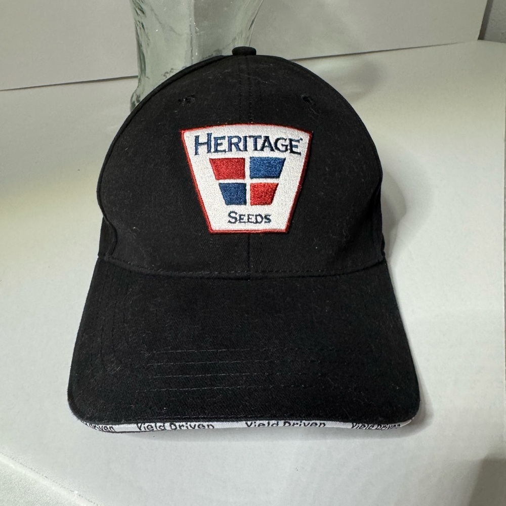 Vintage Black Baseball Cap With Embroidered Logo On Front And Back